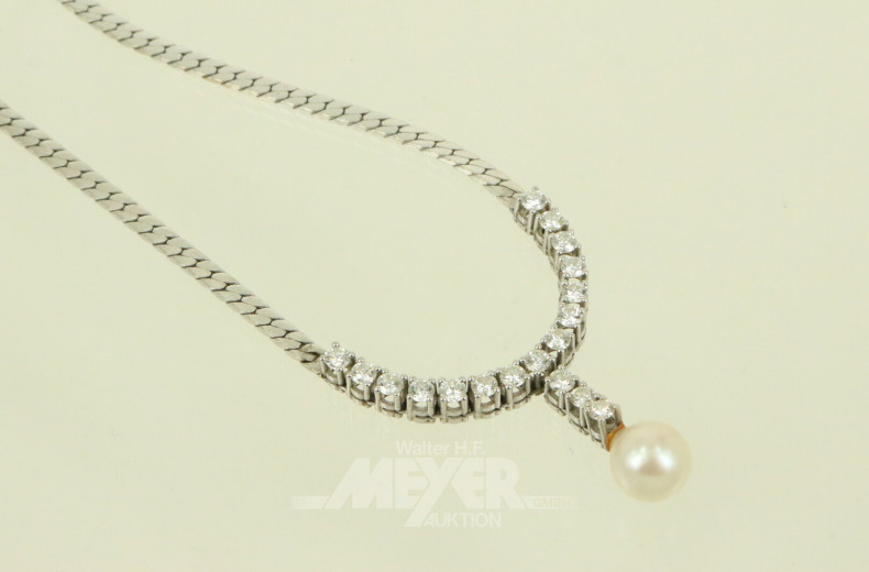 WEMPE Collier mit Perle und 18 Brillanten (Si-TW) von ges. ca. 1.88ct