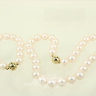 Schmuck-Set, 2-teilig (Perlen vermutl. Modeschmuck)