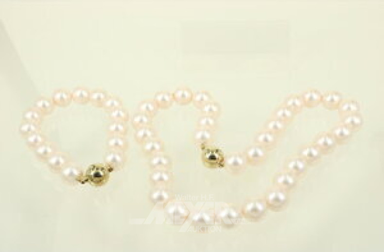 Schmuck-Set, 2-teilig (Perlen vermutl. Modeschmuck)