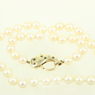 Perlencollier mit gr. Schließe in 585 GG