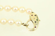 Perlencollier mit gr. Schließe in 585 GG