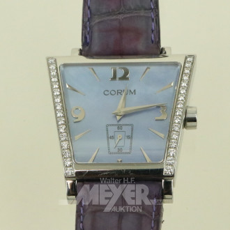 Damenarmbanduhr 'Big Trapeze' mit Zentralsekundenanzeiger u. kl. Brillanten im Rahmen