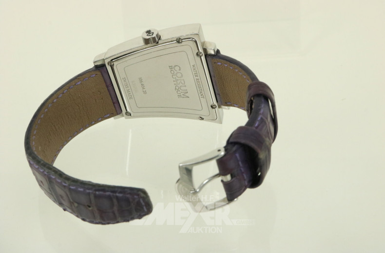 Damenarmbanduhr 'Big Trapeze' mit Zentralsekundenanzeiger u. kl. Brillanten im Rahmen