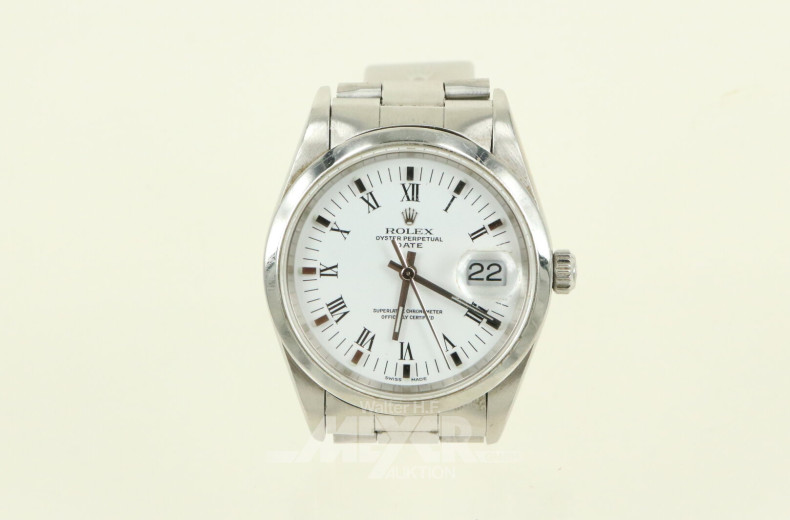 Rolex Damen-Herrenarmbanduhr Oyster Perpetual Date, ca. 34mm