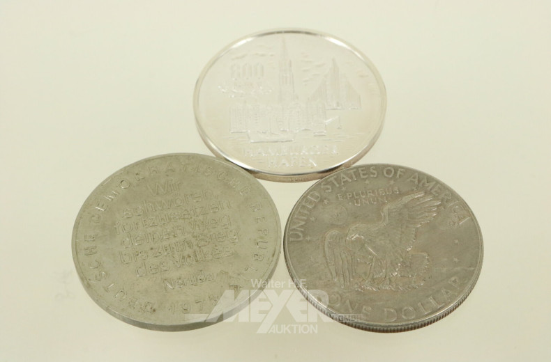 2 Gedenkprägungen '800 Jahre Hamburger Hafen' und 'Pablo Neruda (DDR)'