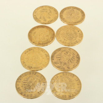 8 Peußen 20 Mark Wilhelm I. div. Jahrgänge