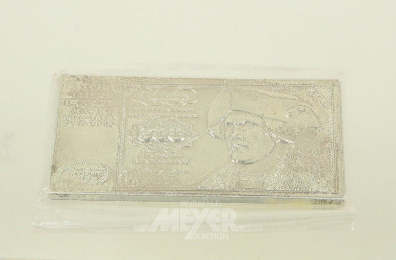 Gedenkprägung in Feinsilber '500 Deutsche Mark'