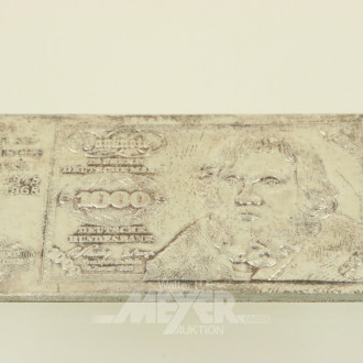 Gedenkprägung in Feinsilber '1000 Deutsche Mark'