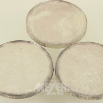 3 Feinsilbermünzen, 999er