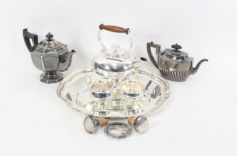 Posten div. Teekanne, Tabletts, Rahmkännchen, Zuckerdose etc.