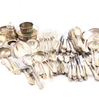 Posten Besteckteile, Dänmark, versilbert, ca. 130 Teile