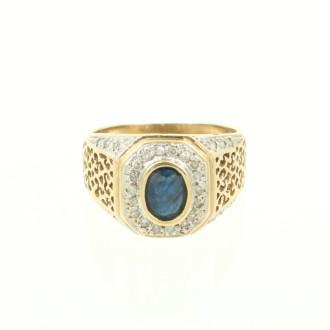 Ring mit Saphir und kl. Brillanten