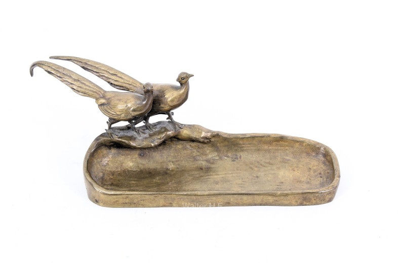 kl. Federschale mit 2 kl. Fasanenpärchen