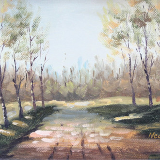 kl. Gemälde "Birkenallee"
