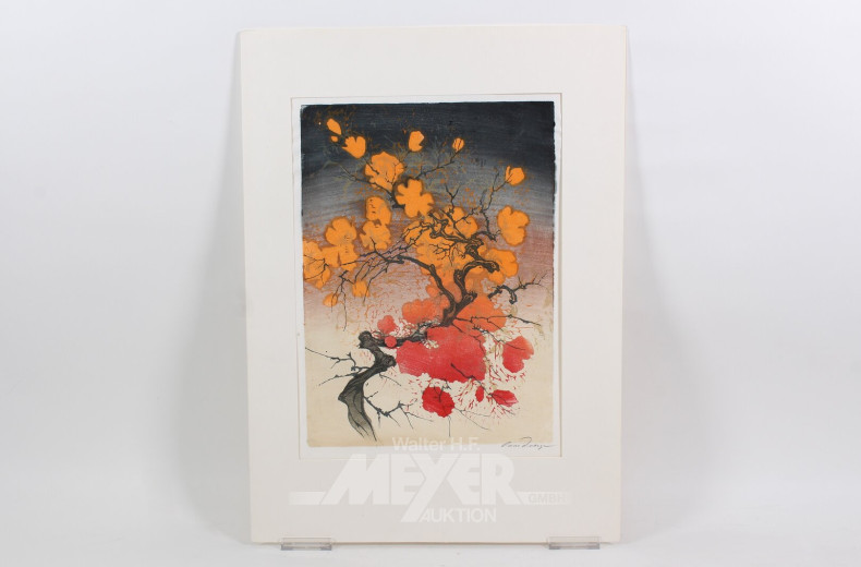 Farbholzschnitt 'Japanische Kirschblüte'