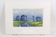 Farbholzschnitt 'Landschaft mit See''