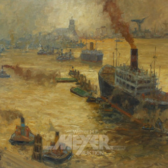Gemälde "Im Haburger Hafen", rücks. betitelt