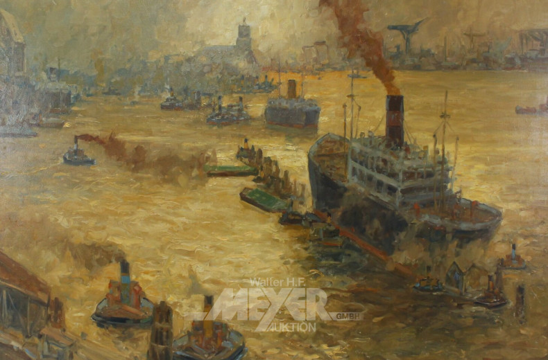 Gemälde "Im Haburger Hafen", rücks. betitelt