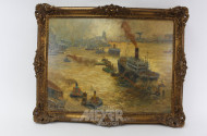 Gemälde "Im Haburger Hafen", rücks. betitelt