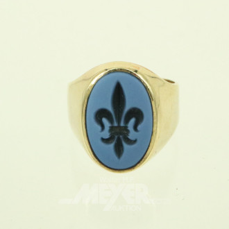 Siegelring 'Fleur De Lis' mit blauem Lagenstein