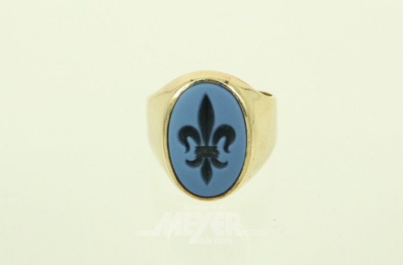 Siegelring 'Fleur De Lis' mit blauem Lagenstein