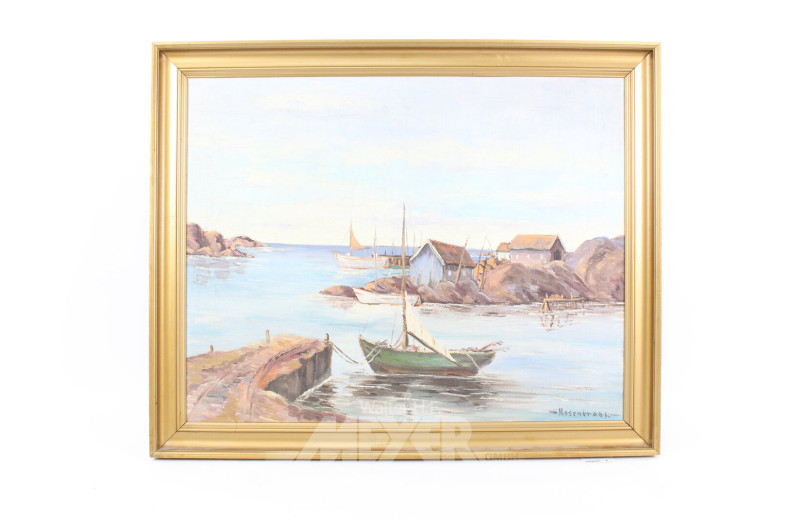 Gemälde "Fischerboot im Hafen"