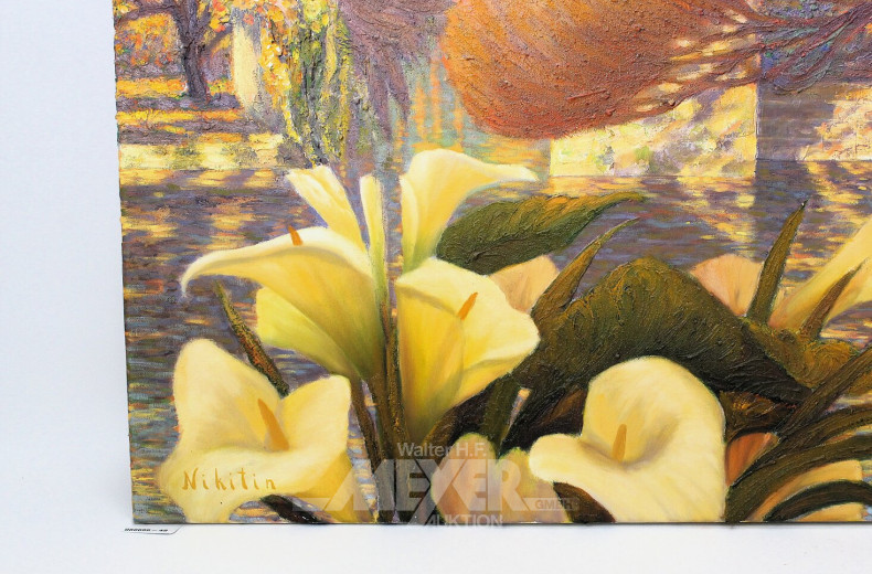 Gr. Gemälde/Mischtechnik 'Zwei Frauen im Botanischen Garten'