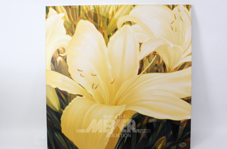 2 Gemälde 'Jüngling im Feld' und 'Weiße Lilien'