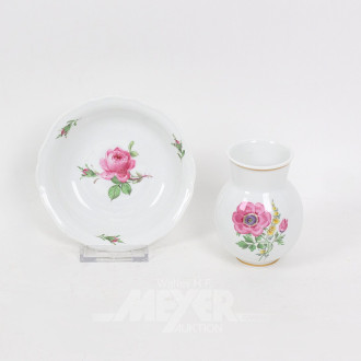 kl. Porz.-Tischvase und 1 kl. Schälchen