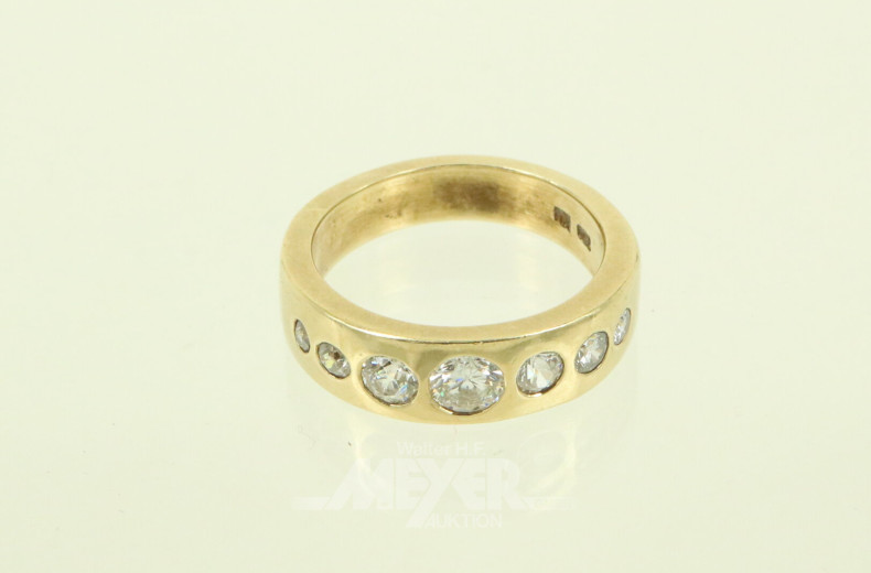 Bandring mit 7 Diamanten, teilw. im Altschliff zus. ca 1,20ct.