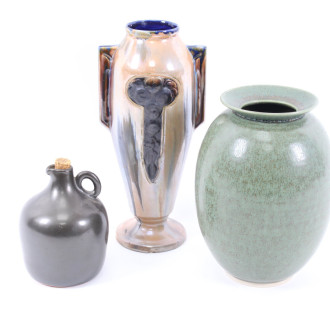 3 versch. Keramikvasen, teils. 20er Jahre