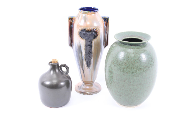 3 versch. Keramikvasen, teils. 20er Jahre