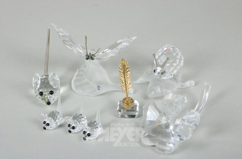 Konvolut kl. Kristallfiguren, überwiegend Swarovski