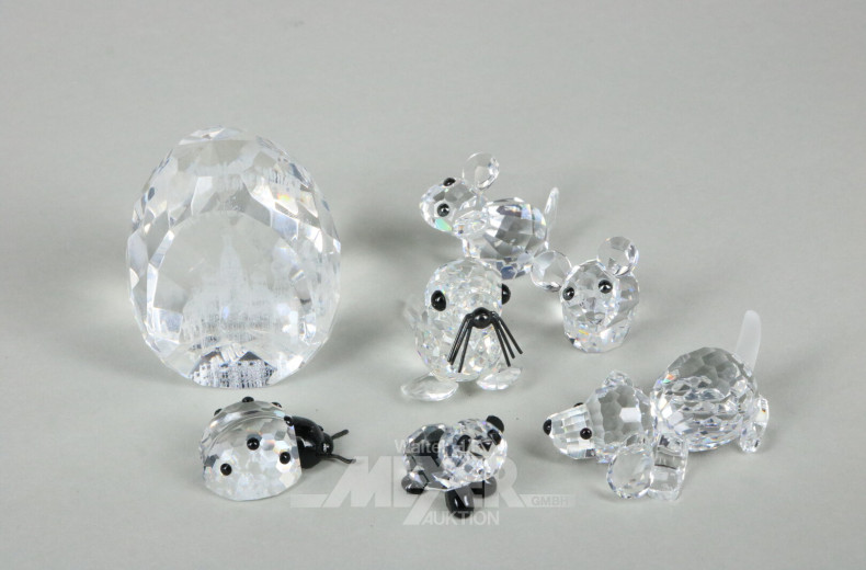 Konvolut kl. Kristallfiguren, überwiegend Swarovski