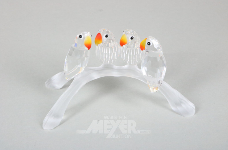 Konvolut versch. Kristallvogelfiguren, überwiegend Swarovski