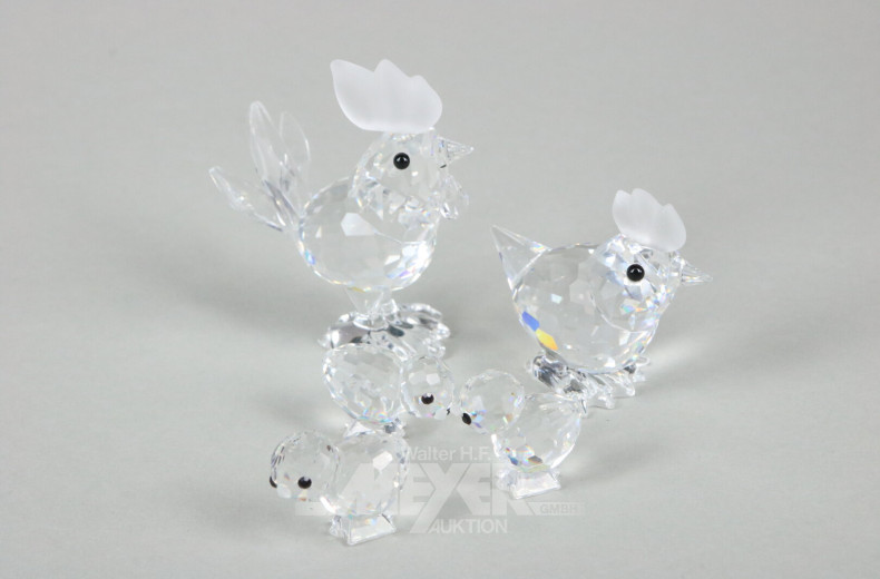 Konvolut versch. Kristallvogelfiguren, überwiegend Swarovski