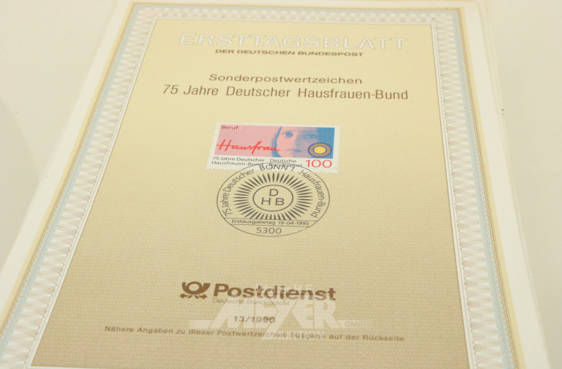 5 Erstagsblätter Sonderpost-Wertzeichen