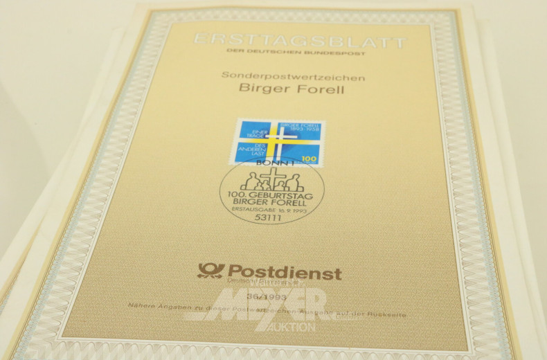 5 Erstagsblätter Sonderpost-Wertzeichen