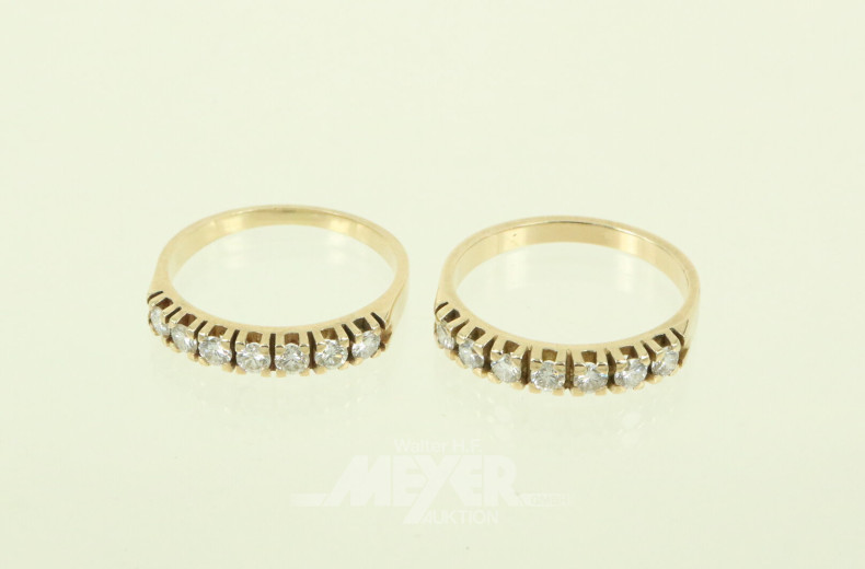 2 Bandringe mit jew. 7 kl. Brillanten