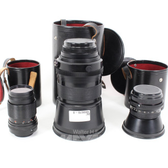 3 versch. Objektive CARL ZEISS DDR, mit Köcher:
