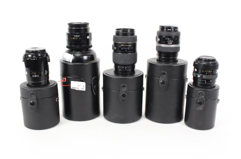 5 versch. Objektive mit Köcher