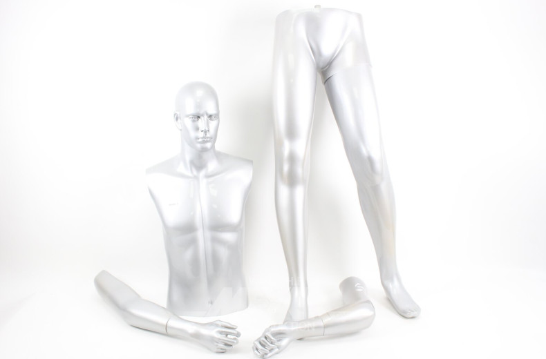 Schaufensterpuppe, silberfarben ohne Standfuß