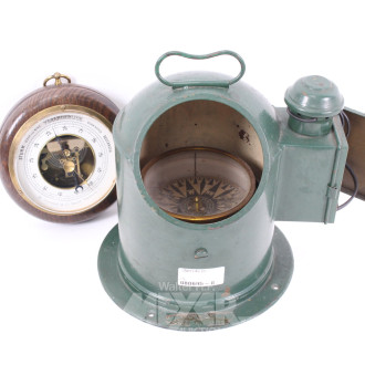 Vintage Schiffskompass im grünen Gehäuse, J.R.Barckhan, Bremerhaven