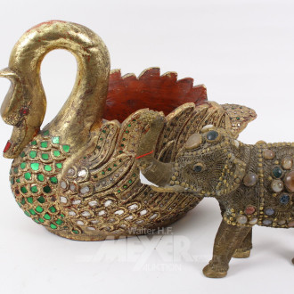 2 Deko-Figuren 'Schwan' und 'Elefant'