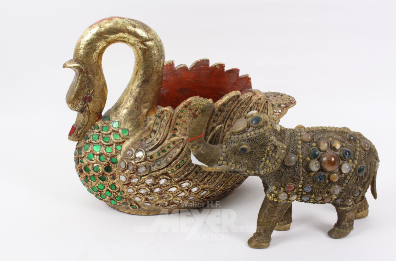 2 Deko-Figuren 'Schwan' und 'Elefant'
