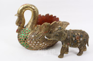 2 Deko-Figuren 'Schwan' und 'Elefant'