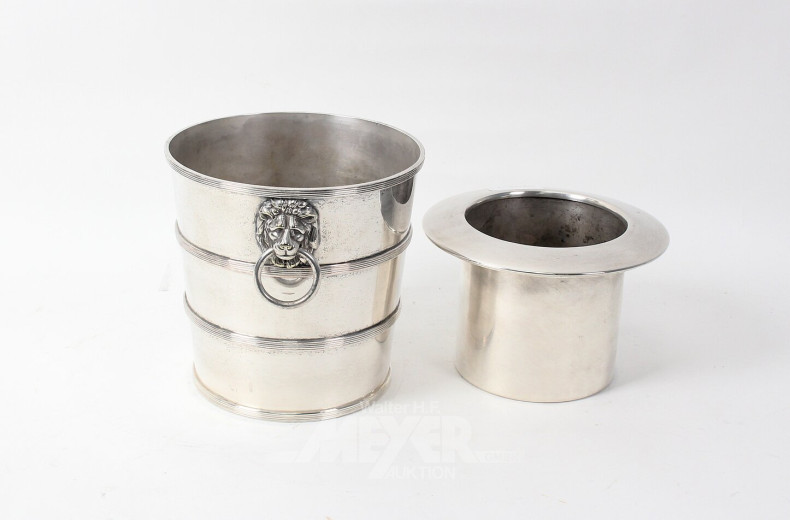 Wein/Sektkühler mit Standfuß, versilbert