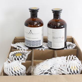 Posten Kashmir-Pflegeshampoo, jew. in 480 ml Glasflasche