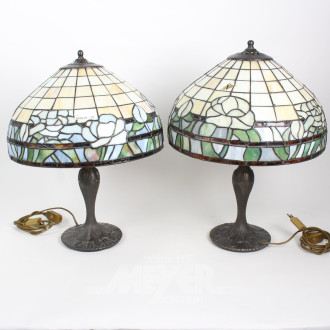 Paar Tischlampen, Tiffany-Stil