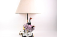 gr. Tischlampe, zweiflammig, mit Fasanenpaar aus Porzellan
